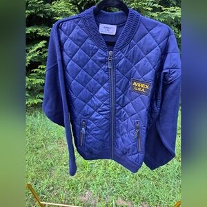 Avirex USA Vintage Made In Italy Navy Quilted Puffer Flight Bomber Jacket
